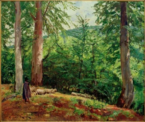 Pasterz ze stadem owiec w Taunus