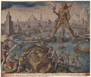 Kolos z Rodos z serii Ósme cuda świata według Maartena van Heemskercka, 1572