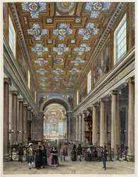 Wnętrze kościoła Notre-Dame de Lorette - w „”Promenade dans Paris et ses environs”, rys. Jacottet i Benoist, wyd. Bracia Gihaut