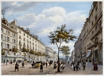 Le boulevard des Italians - w „Chodzenie po Paryżu i okolicach” Jacotteta i Benoista, wyd. Gihaut
