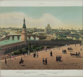 Widok katedry Chrystusa Zbawiciela i Kremla moskiewskiego z panoramy Moskwy w 10 częściach, ok. 1848