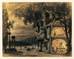 Francja, Paryż, Scenografia do aktu IV Rigoletta autorstwa Giuseppe Verdi
