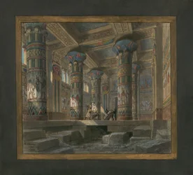 Scenografia Philippe Chaperon do opery Aida Giuseppe Verdiego (1813-1901): świątynia Izydy