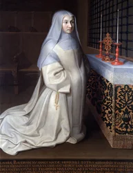 Portret Claudii (Claude) Baudran, więźniarki klasztoru Port Royal des Champs (Port-Royal-des-Champs) obraz przypisywany Filipowi de Champaigne, kościół Linas, Sekwany i Oise - Olej na płótnie