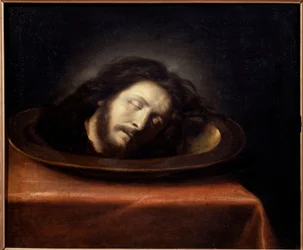 Głowa św. Jana Chrzciciela umieszczona na mieszkaniu Obraz szkoły Filipa de Champaigne (1602-1674) XVII wiek. Magny les Hameaux, Musee de Port Royal des Champs - Głowa św. Jana Chrzciciela umieszczona na półmisku. Malarstwo w szkole Filipa