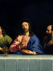 Ostatnia Wieczerza zwana „La petite cene” Detal. Obraz Philippe de Champaigne (1602-1674) (Ec. Flam.) Rozmiar 0,80 x 1,49 m Paryż. Muzeum w Luwrze