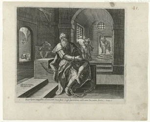 Koning Manasse w więzieniu Boetedoening en berouw in het Oude Testament en het Nieuwe Testament (tytuł serii) Rodzaj Boskiego odpustu i miłosierdzia wobec tych, którzy z całego serca żałują swoich występków i zwracają się do Boga (seria