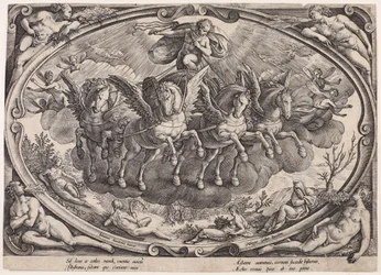 Apollo (Sol) z rydwanem słońca (Cztery pory roku ze słońcem, strona tytułowa)