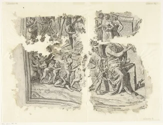 Lewy dolny róg wydruku sceny autorstwa Cebes Tabula Cebetis Carta Vitae (tytuł oryginalny)