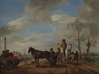 Mężczyzna i kobieta na koniu, około 1653-54