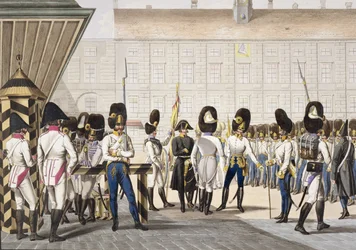 Nowi cesarsko-królewscy austriaccy grenadierzy po wojnach napoleońskich, ok. 1820 r.