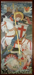 Św. Jerzy zabijający smoka, z modlitwą Uny w tle, 1904 (haft) (patrz także 141949 i 51)