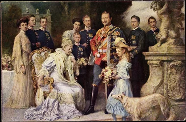Artysta Ak Kaiser Wilhelm II, Auguste Viktoria, Viktoria Luise, Greyhound, Prusy (zdjęcie czarno-białe)