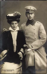 Księżniczka Cecilie z księciem Williamem, płaszczem i kapeluszem