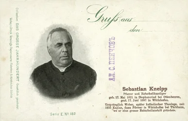 Sebastian Kneipp, bawarski ksiądz katolicki i pionier naturopatii (zdjęcie czarno-białe)
