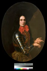 Portret dżentelmena w zbroi i z czerwonym szalem Malarstwo Pier Francesco Cittadini (1616-1681) XVII wiek Kolekcja prywatna