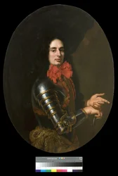 Portret dżentelmena w zbroi i czerwonym szaliku, 1650-70