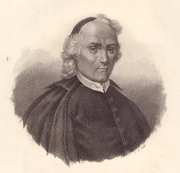 Portret włoskiego prezbiteriańskiego i historyka Ludovica Antonio Muratoriego (1672-1750), miedzioryt