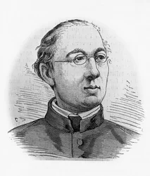 Portret Josepha Hergenroethera (1824-1890), niemieckiego historyka i kardynała oraz pierwszego kardynała-prefekta Archiwów Watykańskich, grawerowanie