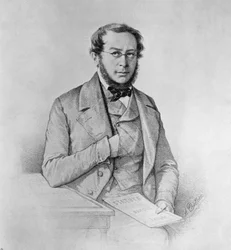 Portret Pierre-Josepha Proudhona (1809-1865), francuskiego polityka, filozofa i anarchisty, rysunek Colletti