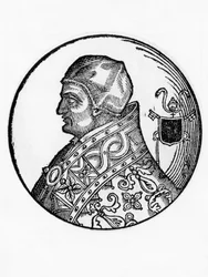Portret Sabiniana (zm. 606), 65. papieża Kościoła katolickiego z 604, grawerowanie