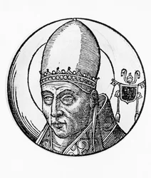 Portret świętego Innocentego I (zm. 417), 40. papieża Kościoła katolickiego z 401, grawerowanie