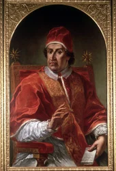 Portret Klemensa XI (1649 - 1721) autorstwa Pier Leone Ghezzi. Muzeum Rzymu. Rzym
