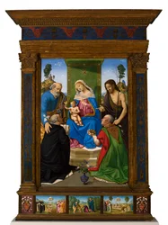 Madonna z Dzieciątkiem na tronie ze świętymi Piotrem, Janem Chrzcicielem, Dominikiem i Mikołajem z Bari