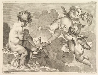 Trzy Miłości, z których jedna siedzi, trzymając kołczan, 1727-60.