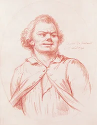 Danton prowadzony na egzekucję, 1794 (czerwona kreda na papierze)