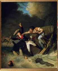 Śmierć księcia Leopolda z Brunszwiku podczas powodzi w Brunszwiku w 1785 r. (Śmierć Leopolda z Brunszwiku podczas powodzi w Brunszwiku w 1785 r.). Obraz Pierre