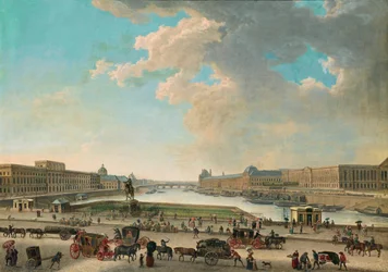 Widok na Paryż z Place Dauphine, w latach 1750-1775.