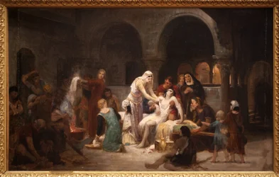 św. Elżbieta Węgierska (1207-1231) opiekująca się chorymi. Obraz Pierre Auguste Cot (1837-1883), olej na płótnie