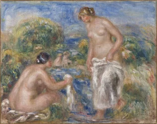 Femmes au bain - Kąpiące się kobiety, Renoir, Pierre Auguste (1841-1919). Olej na płótnie. c. 1915-1916. Wymiar : 40,5x51 cm. Muzeum Narodowe w Sztokholmie