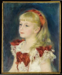 Mademoiselle Grimprel z czerwoną wstążką (Helene Grimprel, ok. 1873-?) - Obraz Pierre Auguste Renoir (1841-1919), olej na płótnie (45x35 cm)