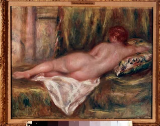 Naga warstwa widziana z pleców lub odpoczynku po kąpieli Obraz Pierre Auguste Renoir (1841-1919) 1909 Ndz. 0,41x0,52 m Paryż, Muzeum Orsay.