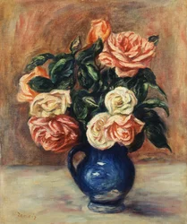 Róże w niebieskim wazonie, ok. 1900