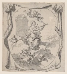 Św. Cecylia na chmurach podtrzymywanych przez anioły, 1696., 1696.
