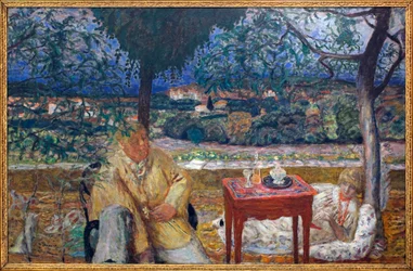 W ogrodzie (rozmowa w Prowansji). Z portretami Józefa Pankiewicza (1866-1940, polski malarz) i Marthe de Meligny (z domu Maria Boursin)