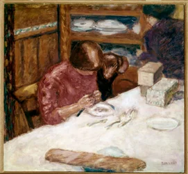 Wnętrze Kobieta zajęta krajowymi miejscami. Obraz Pierre