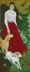 Panna Andree Bonnard i jej psy (olej na płótnie)
