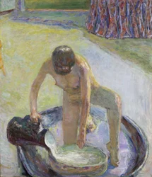 Kucający akt w wannie, 1918