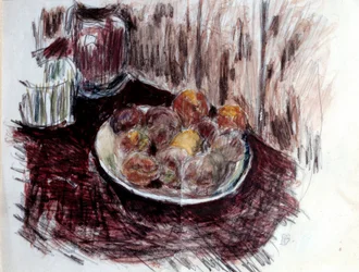 Martwa natura z obrazem Peches Pierre