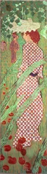 Kobieta w kraciastej sukience, jeden z czterech paneli Kobiety w ogrodzie, 1891 (olej na papierze na płótnie)