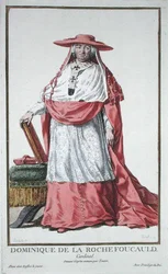 Kardynał Dominique de la Rochefoucauld (1712-1800), z dzieła „Recueil des Estampes, représentant les Rangs et les Dignités, suivant le Costume de toutes les Nations existantes“, wydano w 1780