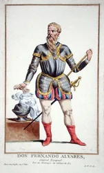 Don Fernando Álvarez (1507-82), z dzieła „Recueil des Estampes, représentant les Rangs et les Dignités, suivant le Costume de toutes les Nations existantes“, wydano w 1780
