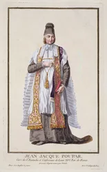 Jean-Jacques Poupard z „Recueil des Estampes, Representant les Rangs et les Dignites, według stroju wszystkich istniejących narodów”, wydanej w 1780 r. (rycina ręcznie kolorowana)