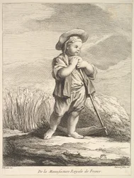 Mały chłopiec z kosą, z I Księgi Figur po porcelanach Manu..., 1757.