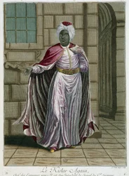 Portret Kislar-Aghi (naczelnika eunuchów) - w „Zbiorze 100 rycin przedstawiających różne narody Lewantu w latach 1707 i 1708”, wykonanym na polecenie pana de Ferriola, ambasadora króla przy Porcie, i zaktualizowanym w latach 1712-13 staraniem pana Le H