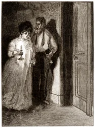 "Boule de Suif": Elisabeth Rousset odmawia przespania się z Cornudetem, początek XX wieku (ilustracja)
